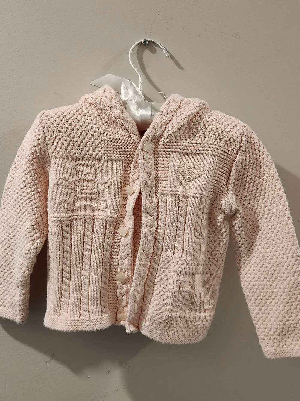 Ralph Lauren Baby Pink Cable-Knit Hooded Cardigan